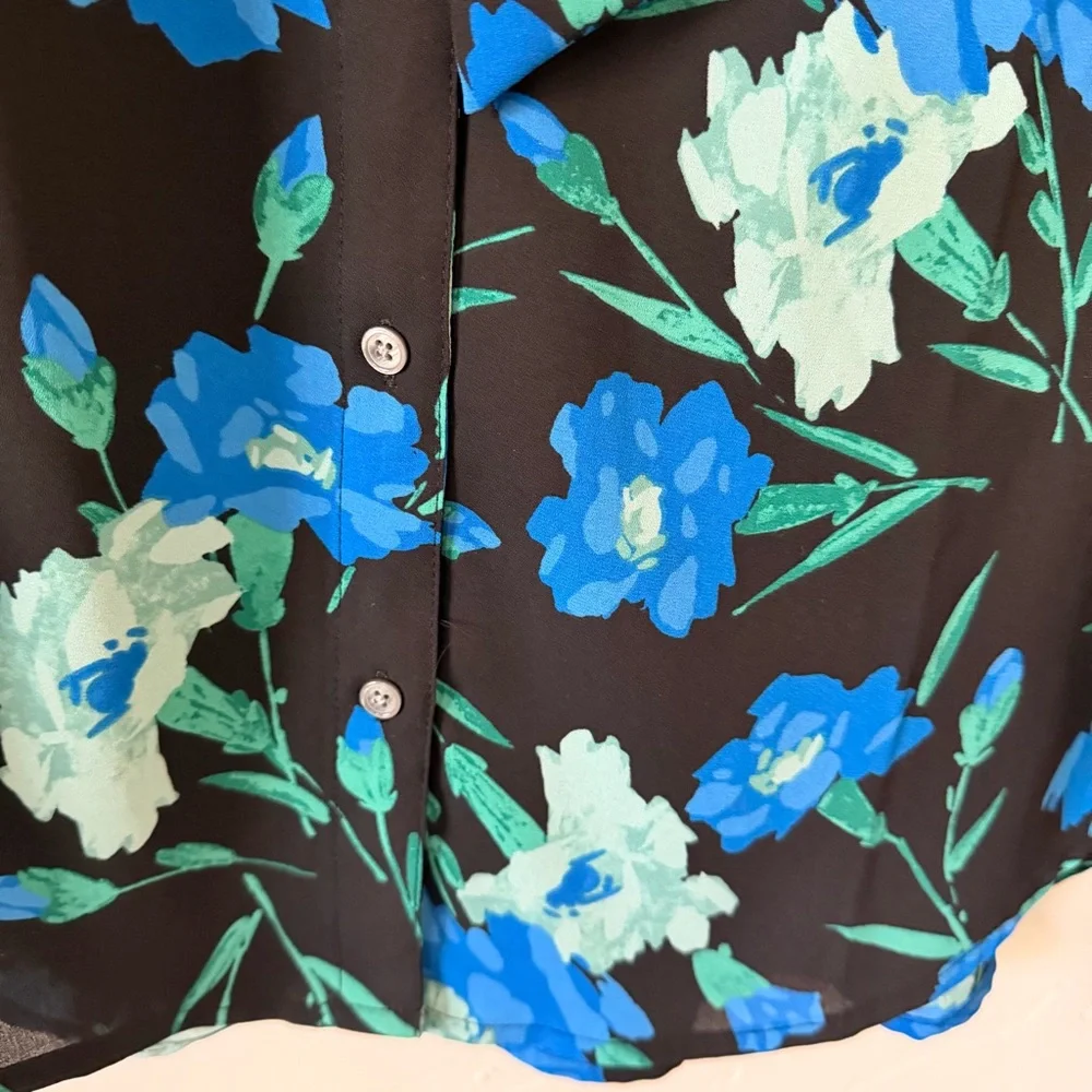 J. Crew Front Tie Button Floral Blouse Size S